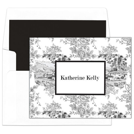 Farm Toile Folded Note Cards